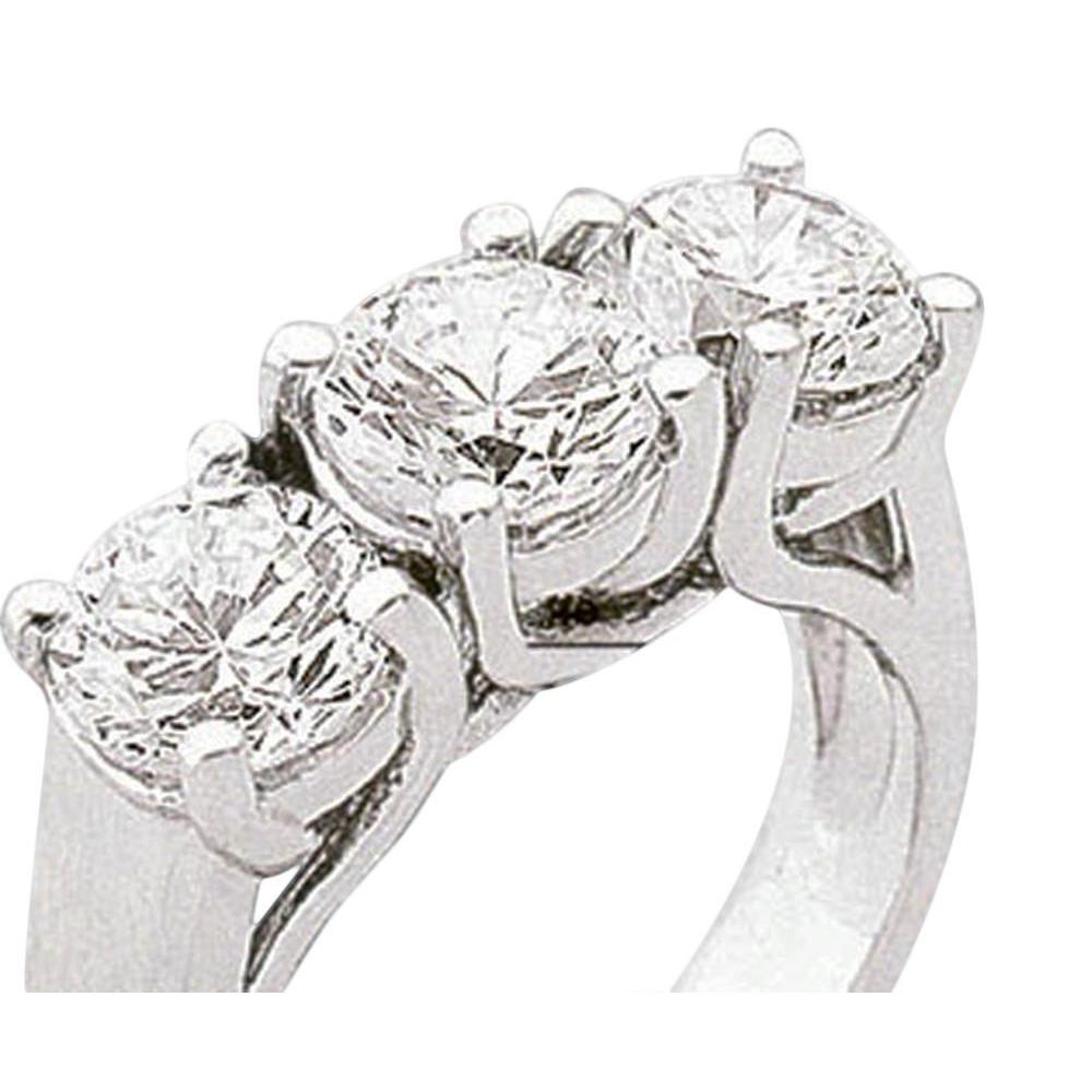 Anello da donna con tre pietre tonde con diamanti scintillanti in oro bianco 3 carati - harrychadent.it