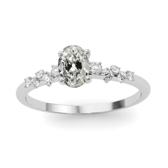 Anello da donna fantasia ovale con diamante taglio antico 2,50 carati con accenti rotondi - harrychadent.it
