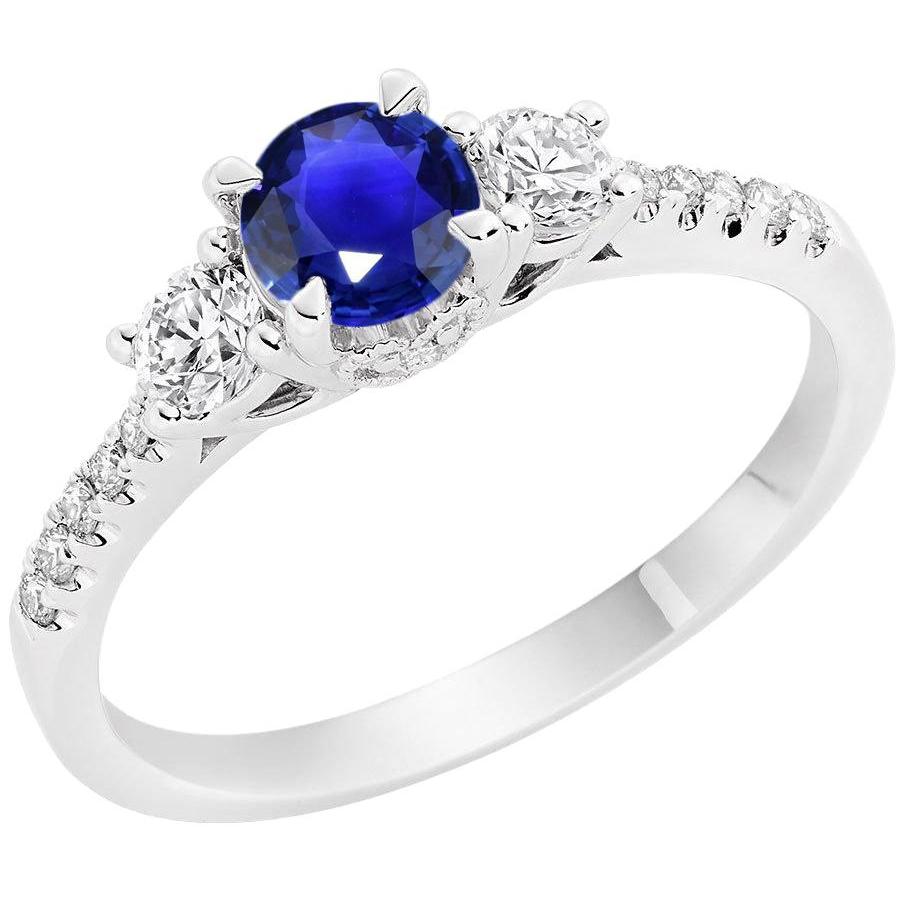 Anello da donna in oro con diamanti Zaffiro Ceylon taglio rotondo 3.50 carati 14K - harrychadent.it