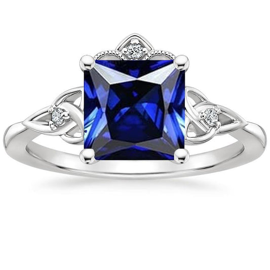 Anello da donna in oro con diamanti piccoli in stile vintage con zaffiro blu 5.25 carati - harrychadent.it