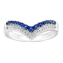 Anello da donna in oro con diamanti rotondi e zaffiri blu 2 carati