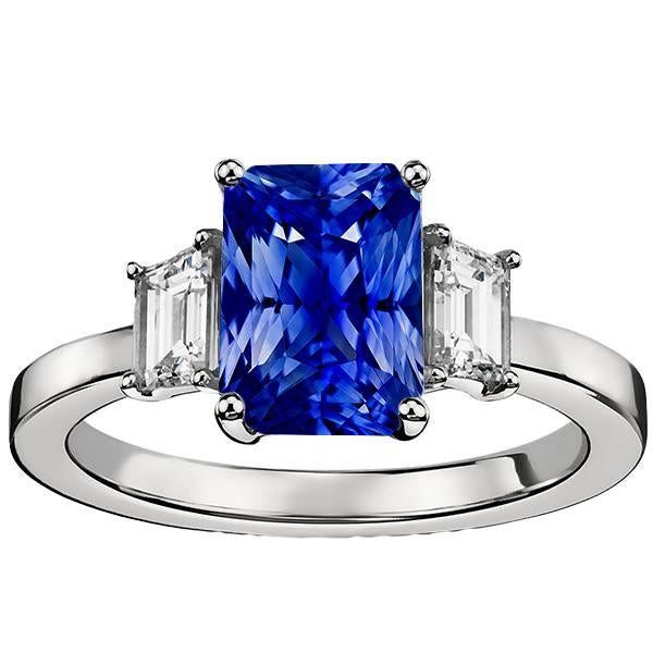 Anello da donna in oro con pietre preziose. smeraldo. diamante. zaffiro di Ceylon. 3.50 carati - harrychadent.it