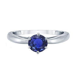 Anello da donna in oro con solitario zaffiro blu 1.50 carati con gambo pizzicato