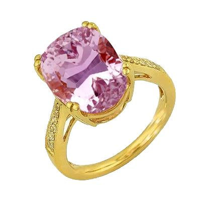 Anello da donna in oro giallo 14 kt con kunzite rosa e diamanti da 15,40 ct - harrychadent.it