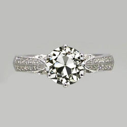 Anello da donna, rotondo, antico, europeo, con diamante a 6 punte, 2,50 carati, gioielli