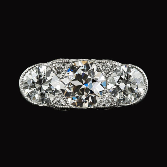 Anello da donna rotondo con diamante taglio vecchia miniera 5 carati con gambo Milgrain - harrychadent.it