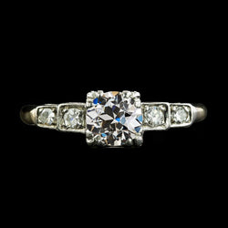 Anello da donna rotondo con diamante taglio vecchio miniera 5 pietre gioielli 2,50 carati