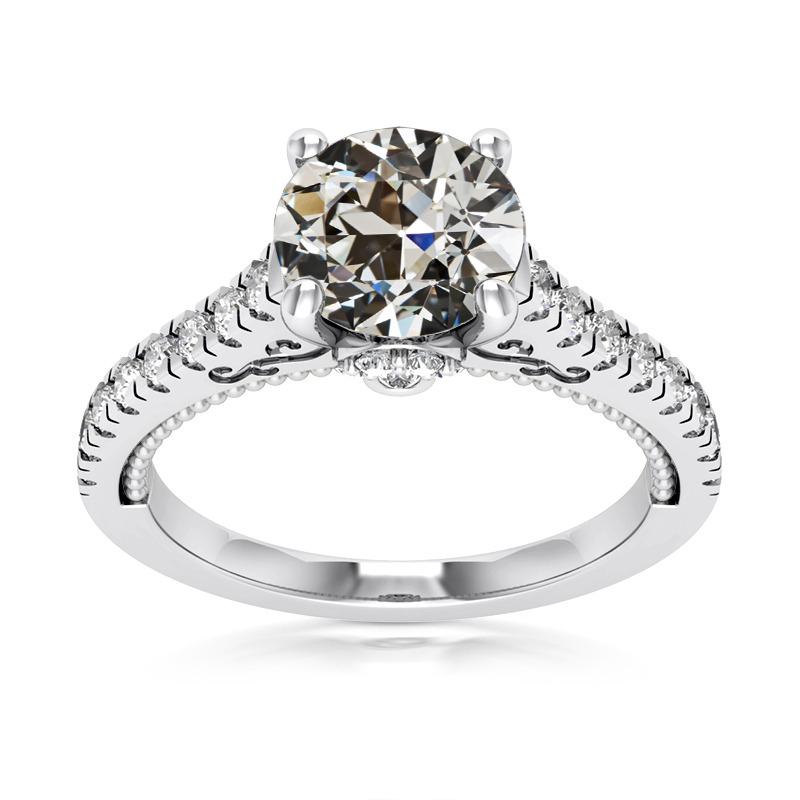 Anello da donna rotondo con diamanti taglio vecchio miniera con accenti 7 carati - harrychadent.it
