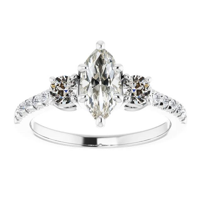 Anello da donna rotondo e marquise con diamante a taglio antico 3 pietre stile 5 carati - harrychadent.it