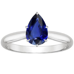 Anello da donna solitario con pietre preziose pera zaffiro di Ceylon 4 carati