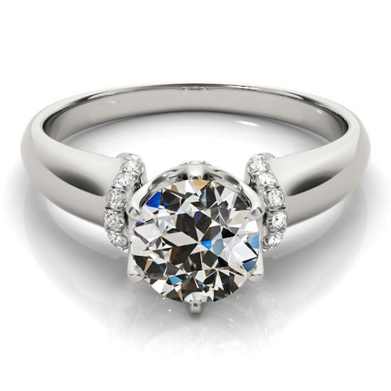 Anello da donna, tondo, diamante antico europeo, 6 griffe, 3,50 carati - harrychadent.it