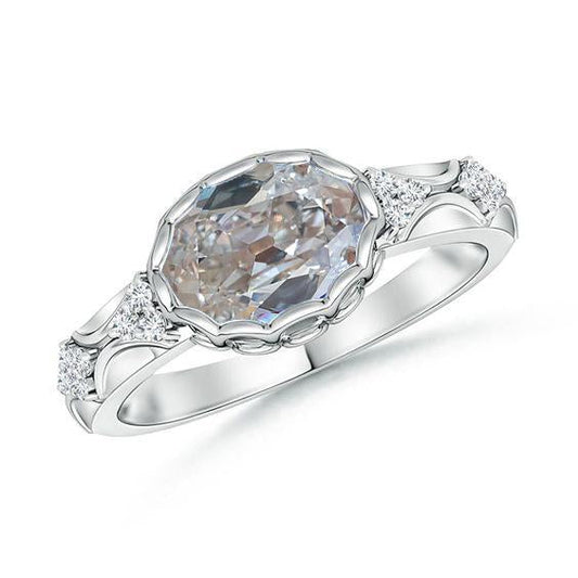 Anello da minatore ovale con gioielli in oro e diamanti. 2.50 carati. stile vintage - harrychadent.it