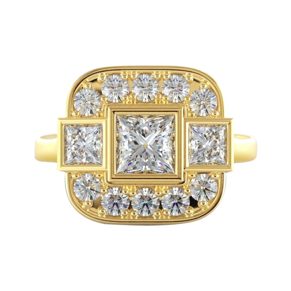 Anello da sposa principessa e diamante rotondo 2.15 carati oro giallo 18 carati - harrychadent.it