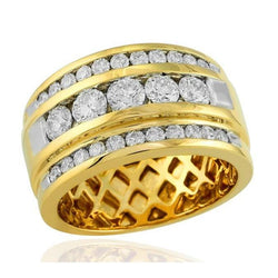 Anello da uomo in oro giallo 14K con diamanti da 2 kt, gioielli Novità