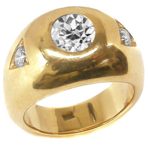 Anello da uomo in oro giallo con diamanti tondi taglio antico Tre pietre 2.25 carati - harrychadent.it