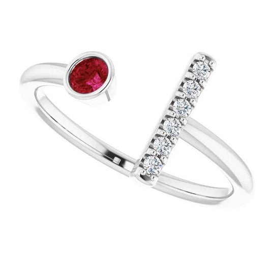 Anello della promessa da 1 carato con diamanti e rubini incastonati in oro bianco - harrychadent.it