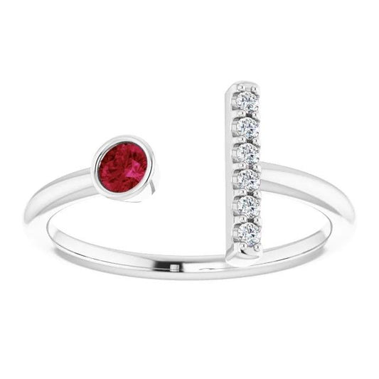 Anello della promessa da 1 carato con diamanti e rubini incastonati in oro bianco - harrychadent.it