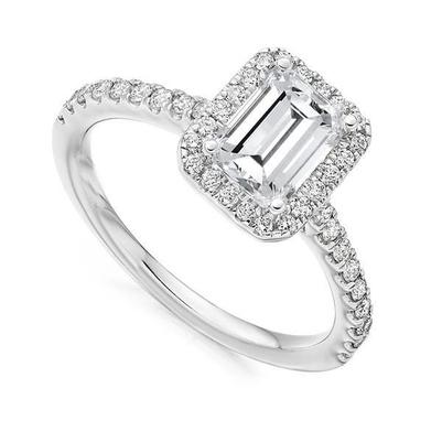 Anello di Fidanzamento Diamante Halo Taglio Rotondo e Smeraldo 4,75 ct- harrychadent.it