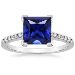 Anello di Fidanzamento Principessa Ceylon Zaffiro e Diamante 5.25 Carati