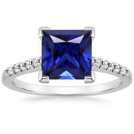 Anello di Fidanzamento Principessa Ceylon Zaffiro e Diamante 5.25 Carati - harrychadent.it