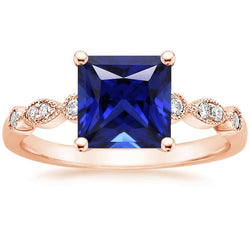 Anello di Fidanzamento Principessa Zaffiro Sri Lanka e Diamanti 5.25 Carati