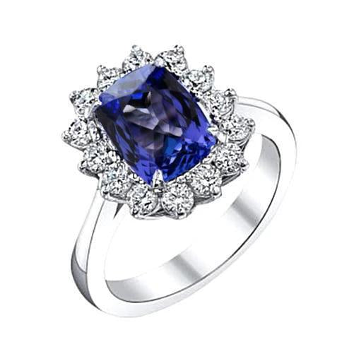 Anello di anniversario con diamante tanzanite con cuscino scintillante da 4,30 carati - harrychadent.it