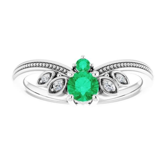 Anello di diamanti 1 carati smeraldo verde colombiano con gioielli in stile antico in oro bianco 14 carati - harrychadent.it