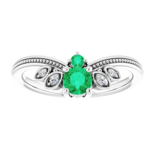 Anello di diamanti 1 carati smeraldo verde colombiano con gioielli in stile antico in oro bianco 14 carati - harrychadent.it