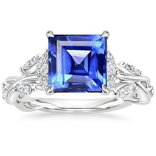 Anello di diamanti con zaffiro blu taglio principessa 6.75 carati Fancy Jewelry - harrychadent.it