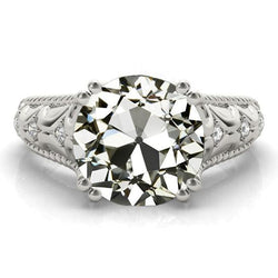 Anello di diamanti da vecchio minatore con doppia punta in stile antico 5 carati