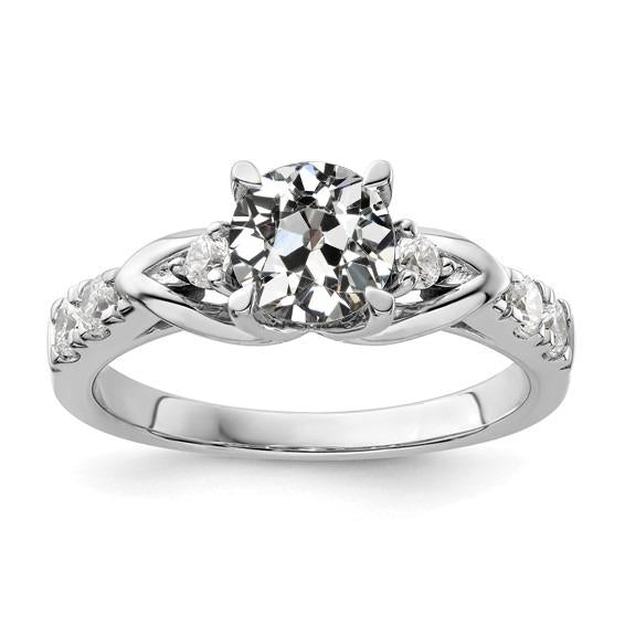 Anello di diamanti taglio vecchio miniera con accenti 3 pietra stile 3 carati - harrychadent.it