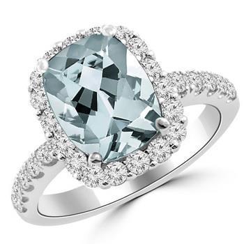 Anello di fidanzamento 11.25 ct con acquamarina e diamanti in oro bianco 14K - harrychadent.it