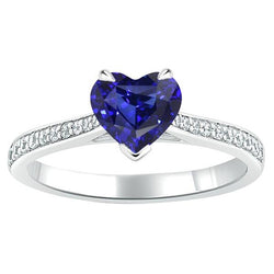 Anello di fidanzamento 3 carati zaffiro dello Sri Lanka e diamante a gambo affusolato in oro
