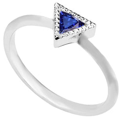 Anello di fidanzamento Halo Set di castoni trilioni Zaffiro di Ceylon 0.50 carati