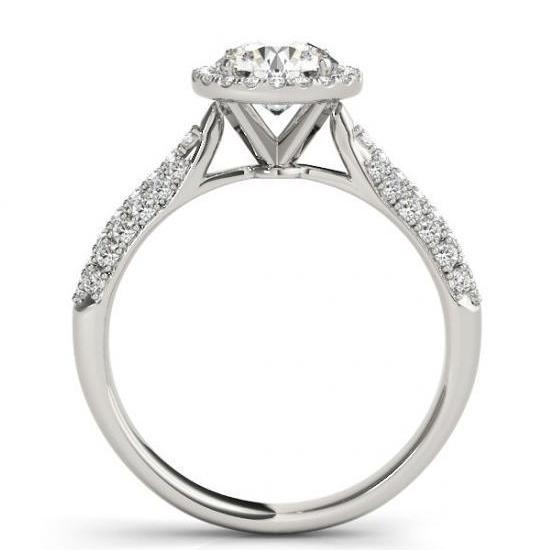 Anello di fidanzamento Halo con 2 carati di diamanti brillanti rotondi in oro bianco 14K - harrychadent.it