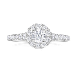Anello di fidanzamento Halo con diamante taglio brillante da 1,75 ct, oro bianco 14 carati