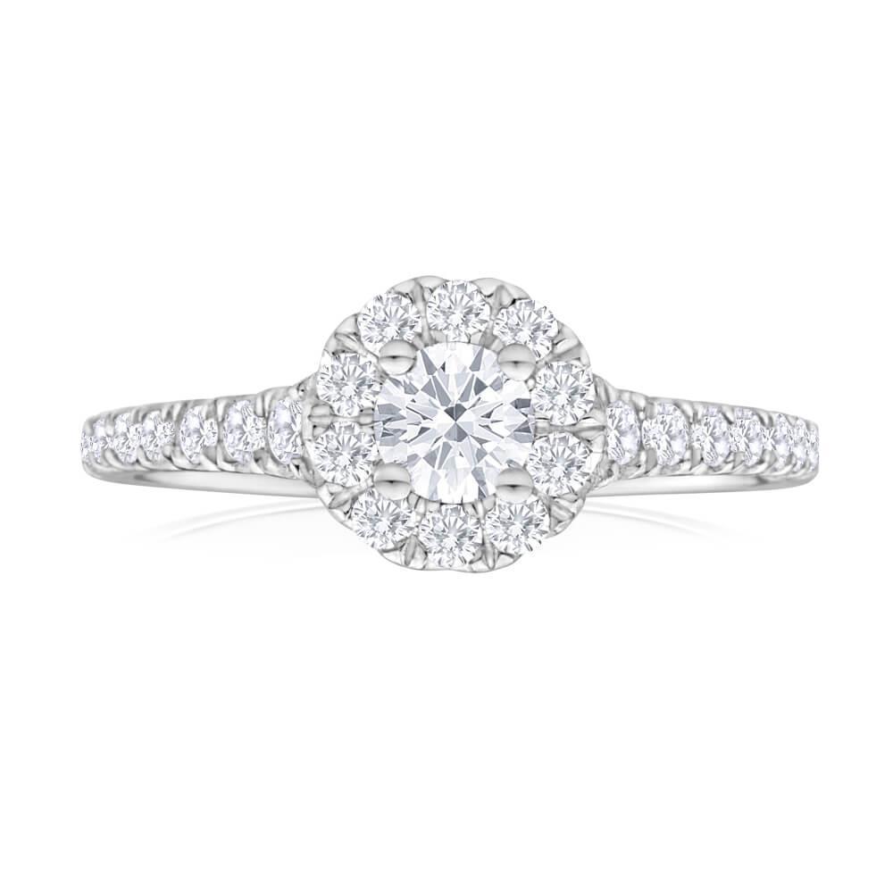 Anello di fidanzamento Halo con diamante taglio brillante da 1,75 ct, oro bianco 14 carati - harrychadent.it