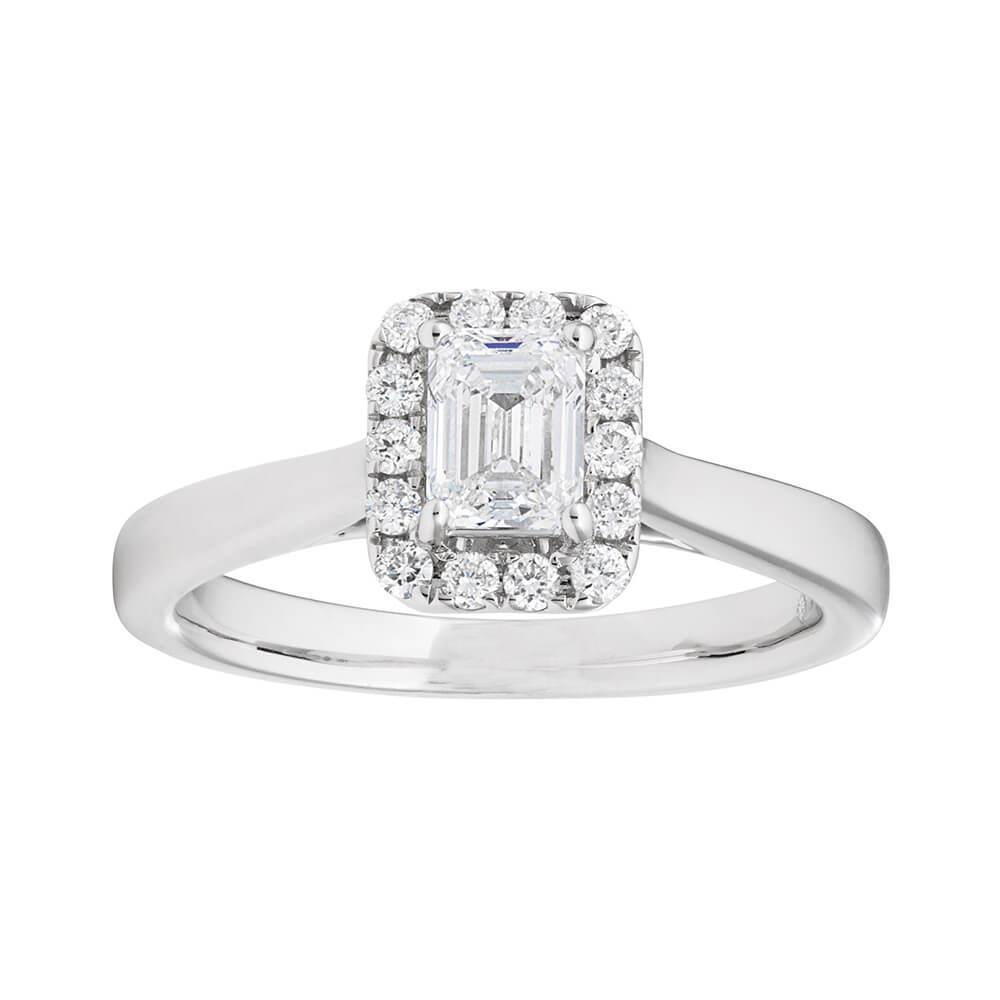 Anello di fidanzamento Halo con smeraldo e diamanti taglio rotondo 2.20 carati - harrychadent.it