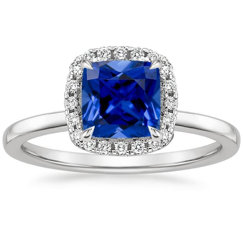 Halo Diamond Anello di fidanzamento Prong Set blu zaffiro oro 2.75 carati - harrychadent.it