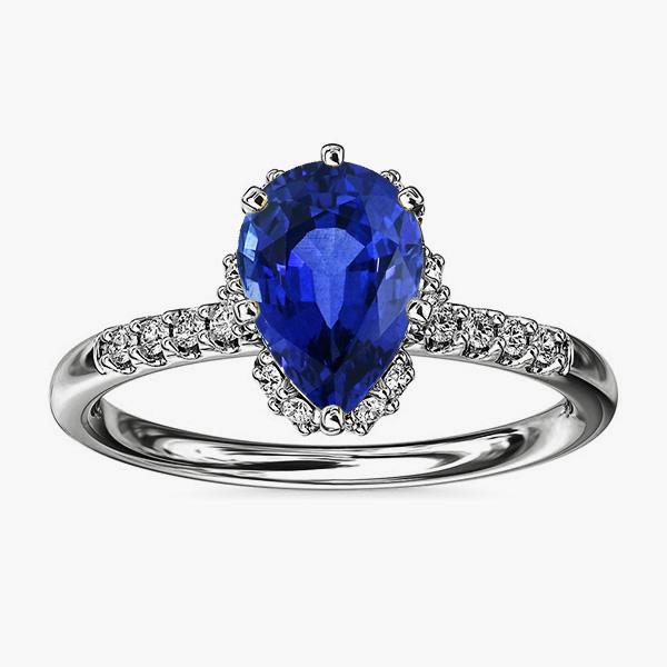 Anello di fidanzamento Halo con zaffiro di Ceylon per donna e diamanti 4 carati - harrychadent.it