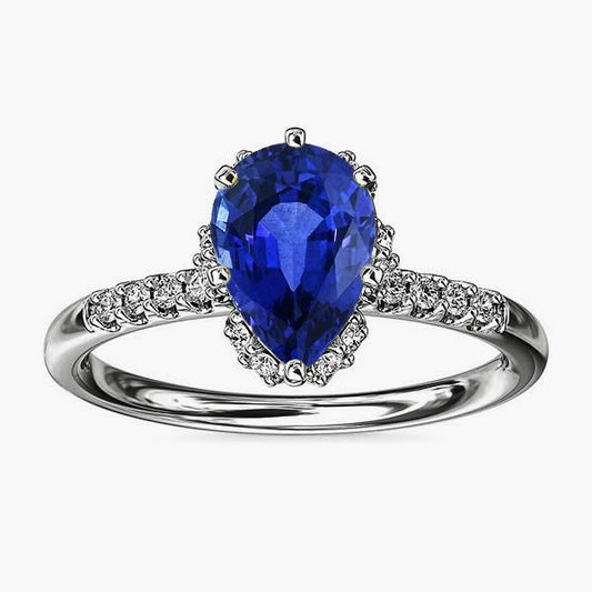 Anello di fidanzamento Halo con zaffiro di Ceylon per donna e diamanti 4 carati - harrychadent.it