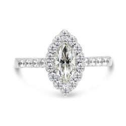 Anello di fidanzamento Halo da donna Marquise Old Mine Cut Diamante 4,50 carati