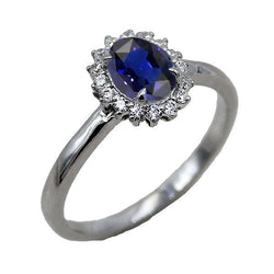 Anello di fidanzamento Halo ovale Srilanka Zaffiro stile Sunburst 2.50 carati