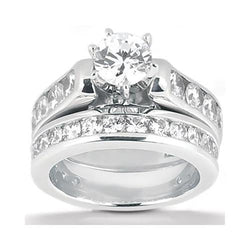 Anello di fidanzamento Set di diamanti 4.15 carati Anello in oro bianco