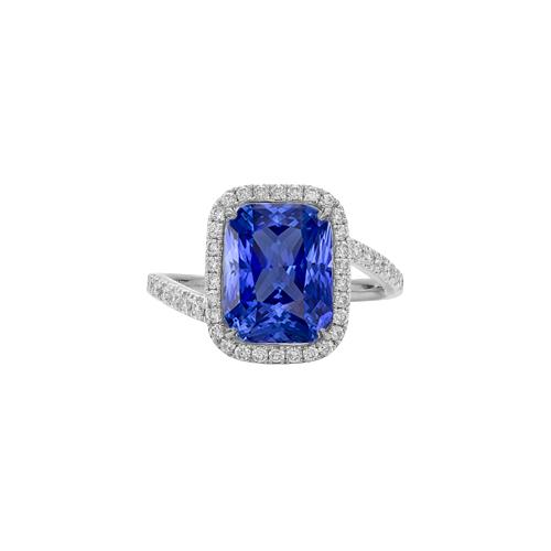 3 carati Halo Blue Sapphire Anello di fidanzamento in stile tensione Pave Diamond - harrychadent.it
