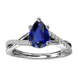 Anello di fidanzamento Twist Style con diamante blu zaffiro da 2,50 carati in oro bianco 14 carati