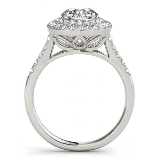 Anello di fidanzamento a forma di fiore con diamante tondo. 2 carati. WG 14K - harrychadent.it