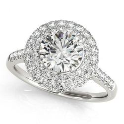 Anello di fidanzamento a forma di fiore con diamante tondo. 2 carati. WG 14K