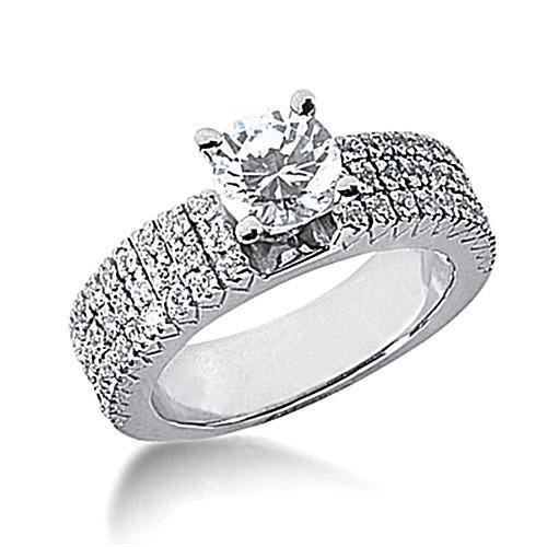 Anello di fidanzamento a tripla fila di diamanti accentati in oro bianco 2 carati 14K - harrychadent.it