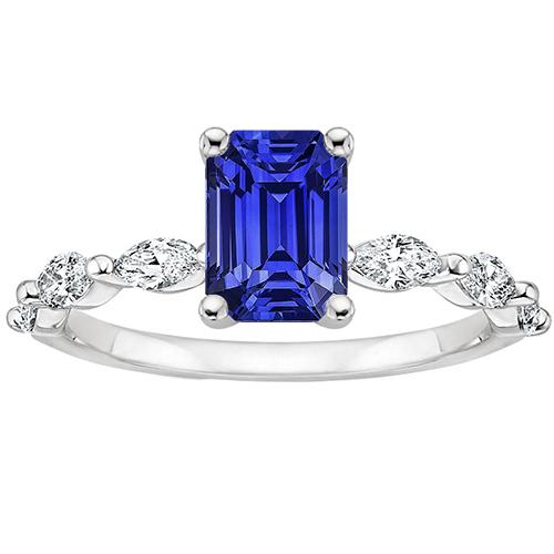 Anello di fidanzamento accentato con smeraldo zaffiro di Ceylon e diamante 4.50 carati - harrychadent.it